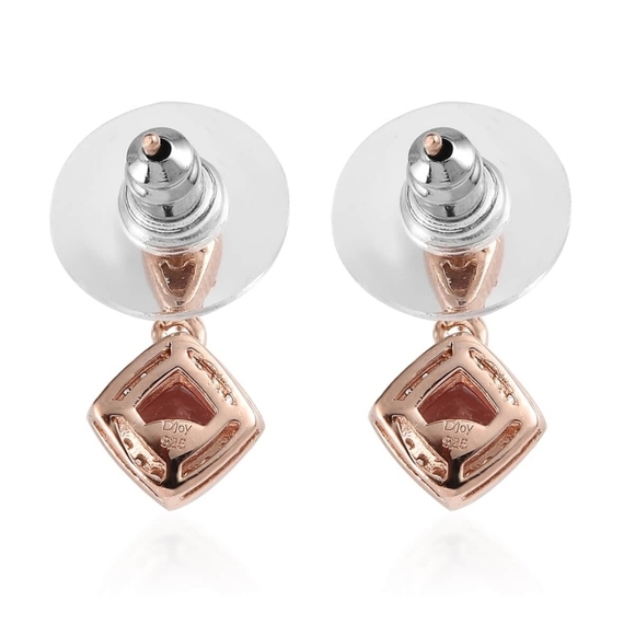 Genuine Red 🌹 Apatite Earrings Rose Gold over Sterling Silver! New! - Picture 3 of 5